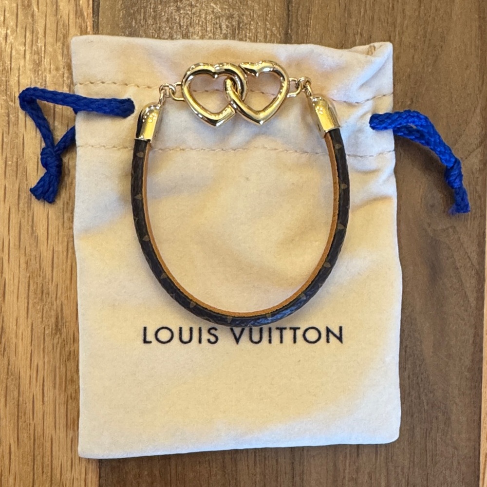 Louis Vuitton Gold and Brown Heart Bracelet